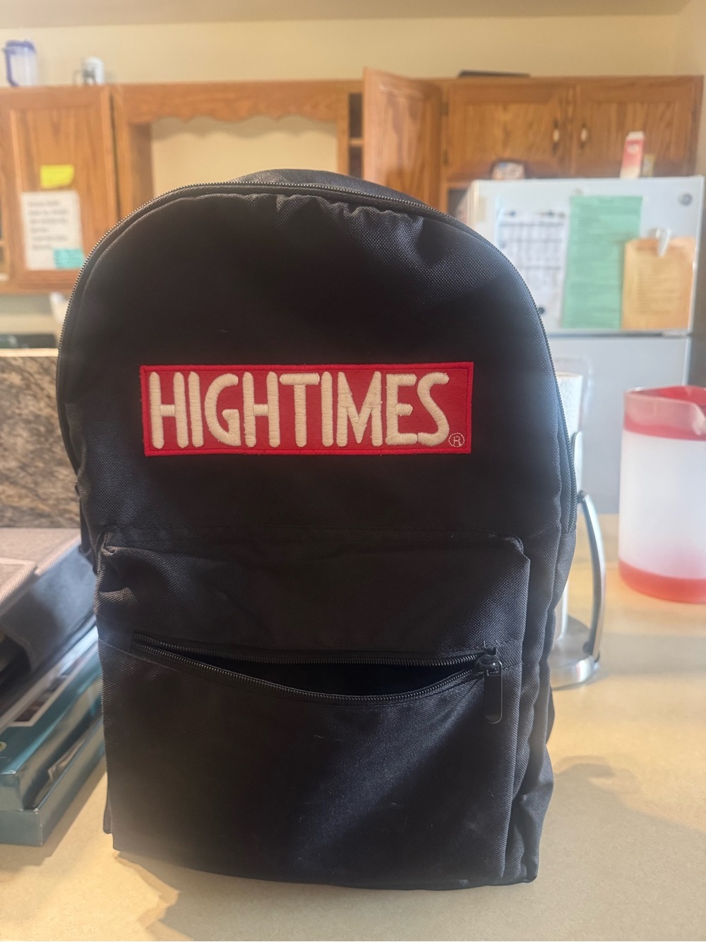 HIGHTIMES Black Backpack with Red & White Logo